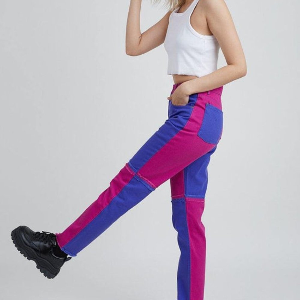 Ragged Priest Patchwork Panel Mom Jeans
